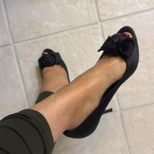 WHBM black satin black heels